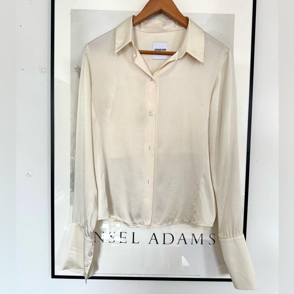 Orseund Iris ivory 100% silk satin blouse